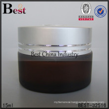 15ml amber glass jar wholesale, silver aluminum cap, logo printed, one free sample
